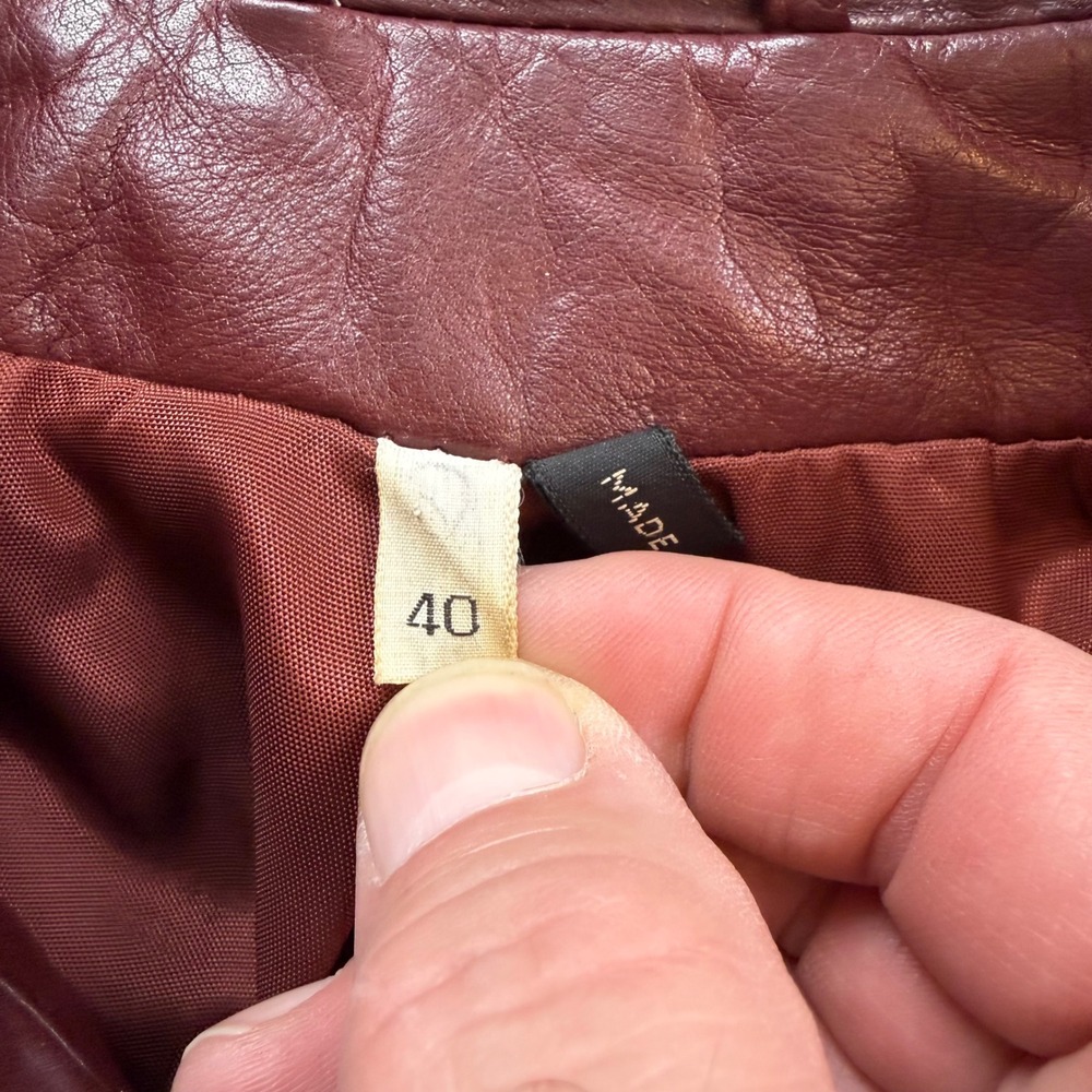 Etienne Aigner Vintage Burgundy Leather Shirt Jacket Mens 40 Oxblood 70s Retro - Picture 4 of 9